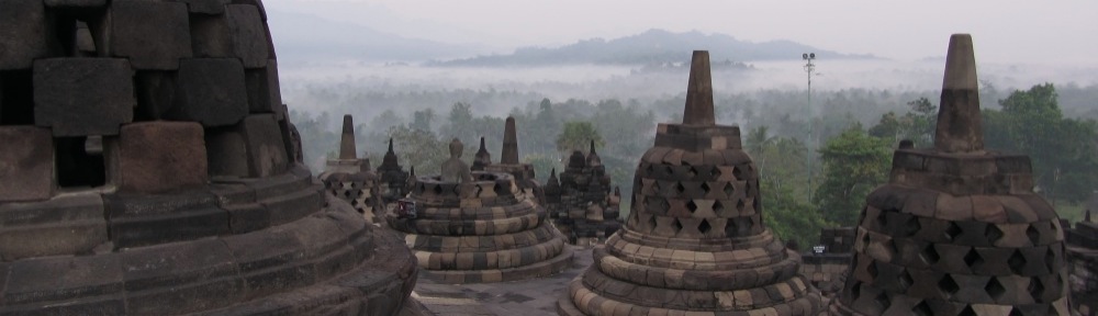 Sunrise seen standing on the temple of Borobudur was one the most mystic experiences. Indonesia, Island Java